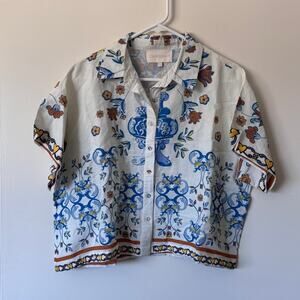 NWT Carolina K Pina Cotton/Hemp Button-Front Shirt Size Small